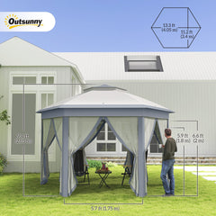 13' x 13' Pop Up Canopy Tent with Netting and Carry Bag, Instant Sun Shelter, Coffee and Beige