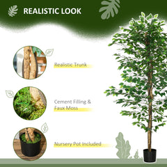 Set of 2 6ft Artificial Trees Ficus, Indoor Fake Plants with Pot, for Home Decor