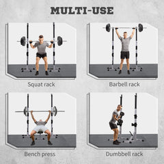 2-Piece Barbell Rack, 53.5"-69.3" Height Adjustable Squat Rack Bench Press Rack, 440LBS Capacity
