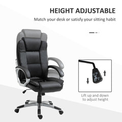 High Back Executive Office Chair Adjustable Desk Seat Swivel PU Leather Computer Chair with Padded Armrests