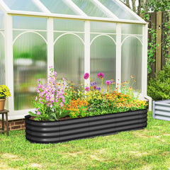 4.9 x 2 x 1ft Galvanized Raised Garden Bed Kit, Metal Planter Box with Safety Edging, Black