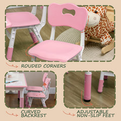 Kids Table and Chair Set with 4 Chairs, Adjustable Height, Easy to Clean, for 1.5 - 8 Years Old, Green