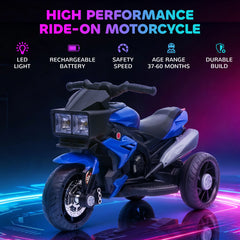 Kids Electric Pedal Motorcycle Ride-On Toy 6V Battery Powered w/ Music Horn Headlights Motorbike for Girls Boy Blue