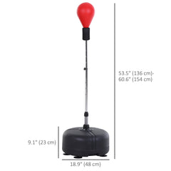Adjustable Height Free Standing Boxing Bag Set with 6 Suction Cups and Boxing Gloves, for Exercise Training