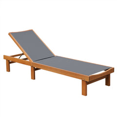 Set of 2 Eucalyptus Wood Chaise Lounges with Sling Seats, 79 in Each