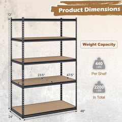 5-Tier Garage Shelving Unit 2200 LBS Heavy Duty Adjustable Utility Rack-Set of 4