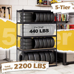 5-Tier Garage Shelving Unit 2200 LBS Heavy Duty Adjustable Utility Rack-Set of 4