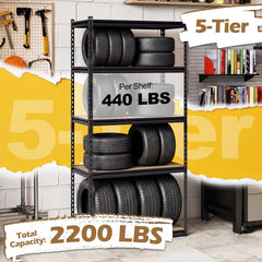 5-Tier Garage Shelving Unit 2200 LBS Metal Storage Shelves Adjustable Utility Rack-Set of 4