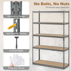 5-Tier Garage Shelving Unit 2200 LBS Metal Storage Shelves Adjustable Utility Rack for Warehouse-Set of 3