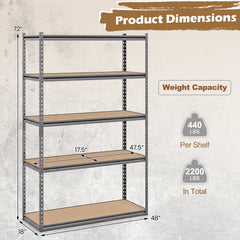 5-Tier Garage Shelving Unit 2200 LBS Metal Storage Shelves Adjustable Utility Rack for Warehouse-Set of 3