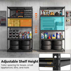 5-Tier Heavy-Duty Metal Shelving Unit with Adjustable Wire Rack Set of 4