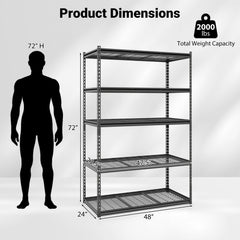 5-Tier Metal Shelving Unit 2000 lbs Capacity with Adjustable Wire Racks Set of 4