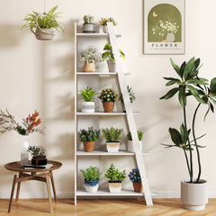 5-Tier Modern Bookshelf Narrow Vertical Display Shelf for Small Space-White