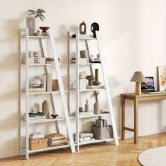 5-Tier Modern Bookshelf Narrow Vertical Display Shelf for Small Space-White