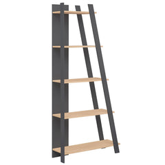 5-Tier Modern Bookshelf Narrow Vertical Display Shelf for Small Space-Gray