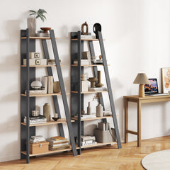 5-Tier Modern Bookshelf Narrow Vertical Display Shelf for Small Space-Gray