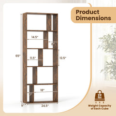 5-Tier Modern Bookshelf with Open Back and 2 Anti-Tipping Kits-Brown