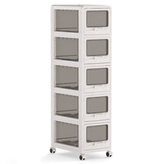 5-Tier Plastic Drawer Storage Organizer Rolling Cart with 3/4/5 Drawers and Lockable Wheels