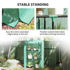 Mini Greenhouse with 3 Tier Shelves, 3 Roll-Up Doors for Indoor Outdoor, Green