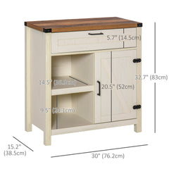 Rustic Barn Door Storage Cabinet Modern Farmhouse Buffet Sideboard for Kitchen & Dining Room Dark Oak