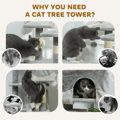 53" Cat Tree Scratching Large Kitten Play House Multi-Level Activity Center Pet Furniture