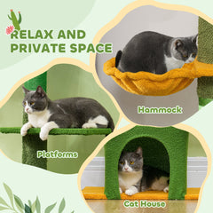Floor to Ceiling Cat TreeTower with 90.5"-108" Adjustable Height, Scratching Posts, Hammock, Condo, Toy Ball, Dark Grey