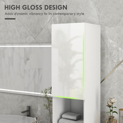 Tall Bathroom Cabinet, High Gloss Storage Cabinet with Doors and Adjustable Shelves, 11.8" x 11.8" x 71.5", Black