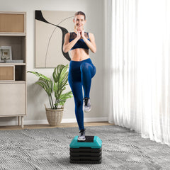 5-Level Height Adjustable Stepper, Aerobic Exercise Step Platform, 4" 6" 8" 10" 12", Blue