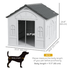 26" Plastic Dog House Outdoor with Air Vents, for Small Medium Dogs, Blue