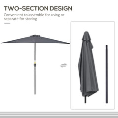 9.8ft Half Umbrella Semi Round Patio Parasol with Crank Handle, Top Vent for Garden, Balcony- NO BASE INCLUDED, Green