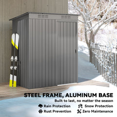 5.2' x 3.5' Outdoor Storage Shed, Easy to Assemble Metal Garden Shed, for Backyard, Lawn, Patio, Dark Grey
