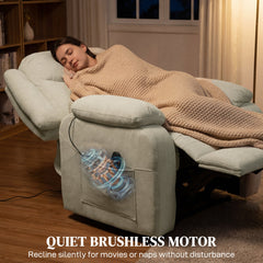 Massage Recliner Chair, Power Recliner with Quiet Brushless Motor, Remote, Pockets, 2 Memory Positions, Beige