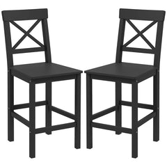 Counter Height Stools Set of 2, Farmhouse Bar Stools with Backs, Solid Wood Counter Stools for Kitchen Island