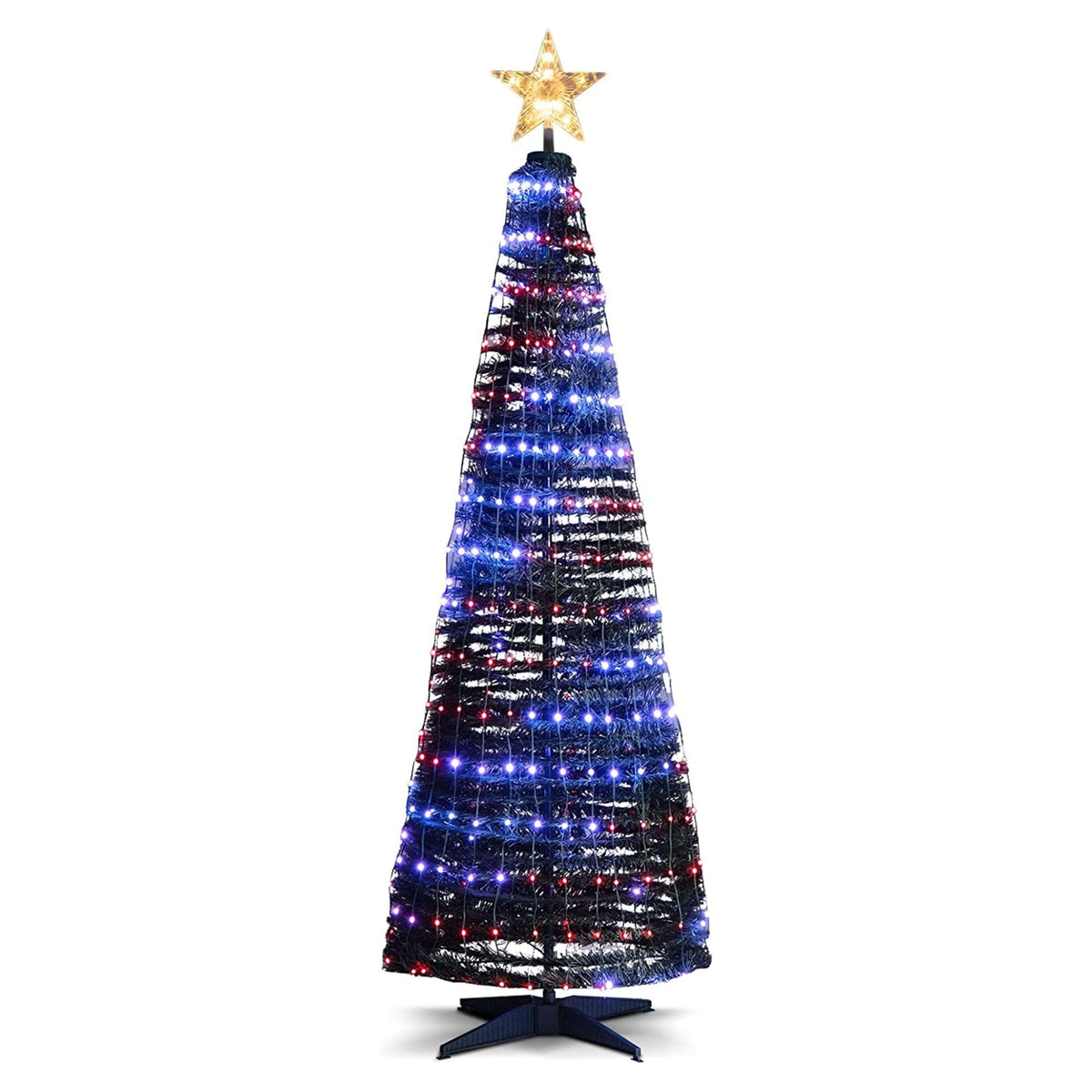 6.2 FT Pop-Up Lighted Christmas Tree with 282 RGB LEDs, Star Topper and Ground Stakes