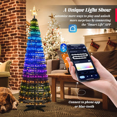 6.2 FT Pop-Up Lighted Christmas Tree with 282 RGB LEDs, Star Topper and Ground Stakes