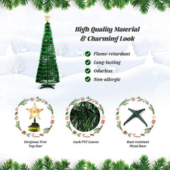 6.2 FT Pop-Up Lighted Christmas Tree with 282 RGB LEDs, Star Topper and Ground Stakes