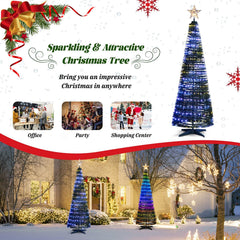 6.2 FT Pop-Up Lighted Christmas Tree with 282 RGB LEDs, Star Topper and Ground Stakes