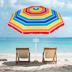 6.5 FT Beach Umbrella UPF 50+ with Sand Anchor for Garden Pool Backyard-Multicolor