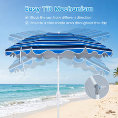 6.5 FT Beach Umbrella UPF 50+ with Sand Anchor for Garden Pool Backyard-Navy