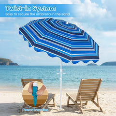 6.5 FT Beach Umbrella UPF 50+ with Sand Anchor for Garden Pool Backyard-Navy