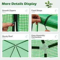 6.5 x 5.6 x 6.2 FT Mini Walk-in Greenhouse Portable Outdoor Warm House for Winter with PE Cover-Green