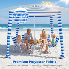 6.6 x 6.6 Feet Foldable and Easy-Setup Beach Canopy With Carry Bag-Navy