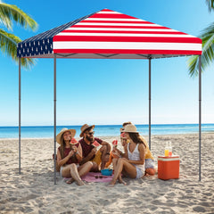 6.6 x 6.6 Feet Outdoor Pop-up Canopy Tent with UPF 50+ Sun Protection-Multicolor