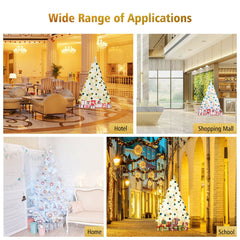 6 FT White Hinged Artificial Christmas Tree with Foldable Metal Stand, Unlit