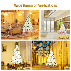 7.5 FT White Hinged Artificial Christmas Tree with Foldable Metal Stand, Unlit