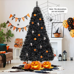 8 FT Black Artificial Halloween and Christmas Tree with 860 Tips and 450 Cool White LEDs