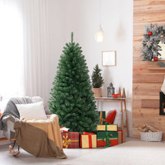 6 FT Pre-Lit Hinged Christmas Tree with 568 Branch Tips, 200 Warm White LEDs and 8 Modes