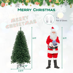 6 FT Pre-Lit Hinged Christmas Tree with 568 Branch Tips, 200 Warm White LEDs and 8 Modes