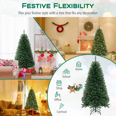 6 FT Pre-Lit Hinged Christmas Tree with 568 Branch Tips, 200 Warm White LEDs and 8 Modes
