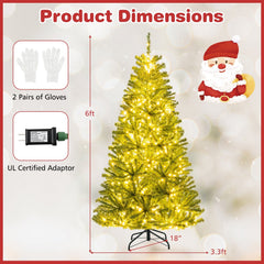 6 FT Pre-Lit Christmas Tree with 700 Warm White LEDs, Remote, Timer and 4 Brightness Levels